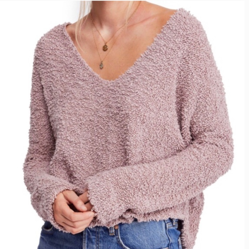 Free People Lavender Popcorn Pullover Sweater